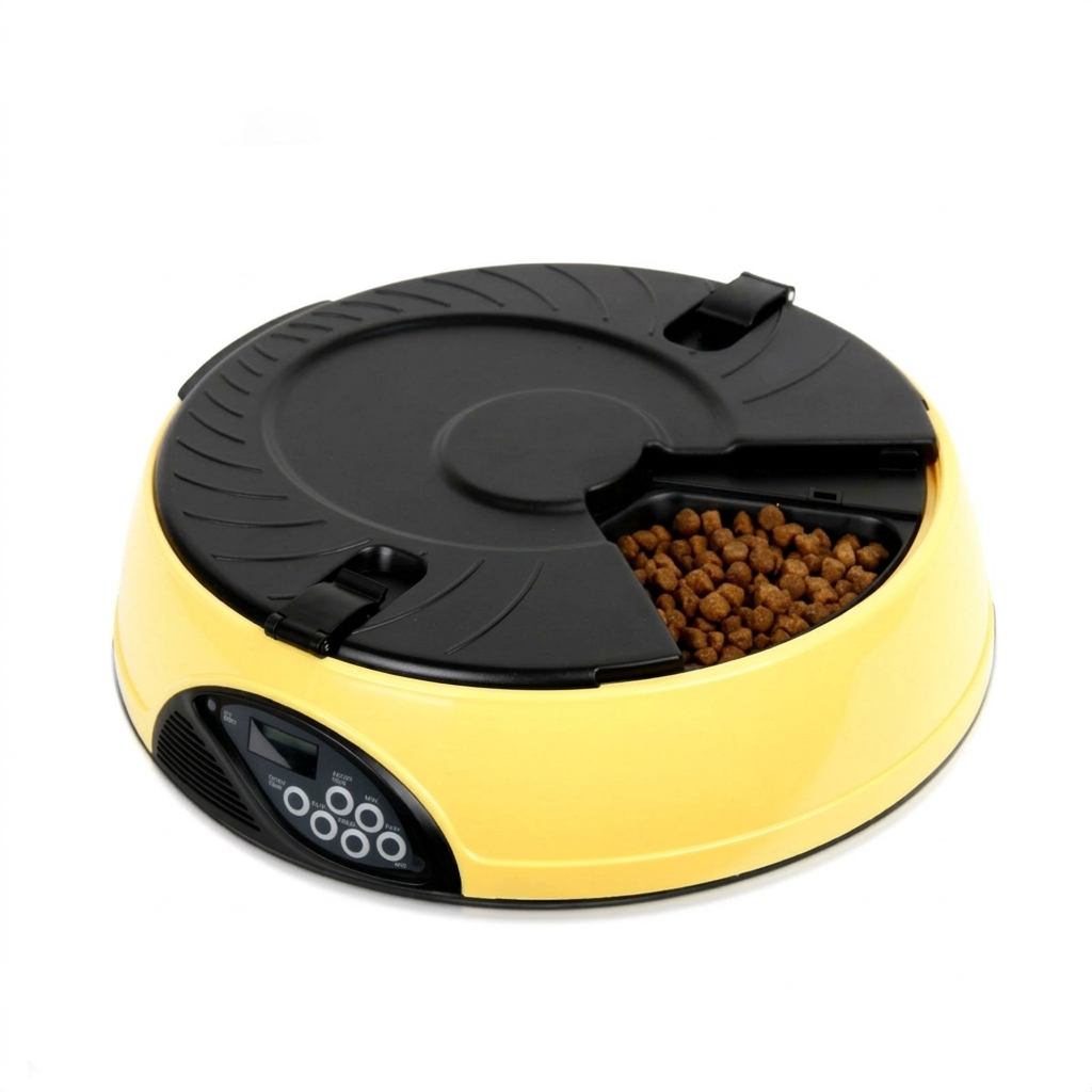 Tempo automatic cat feeder in yellow