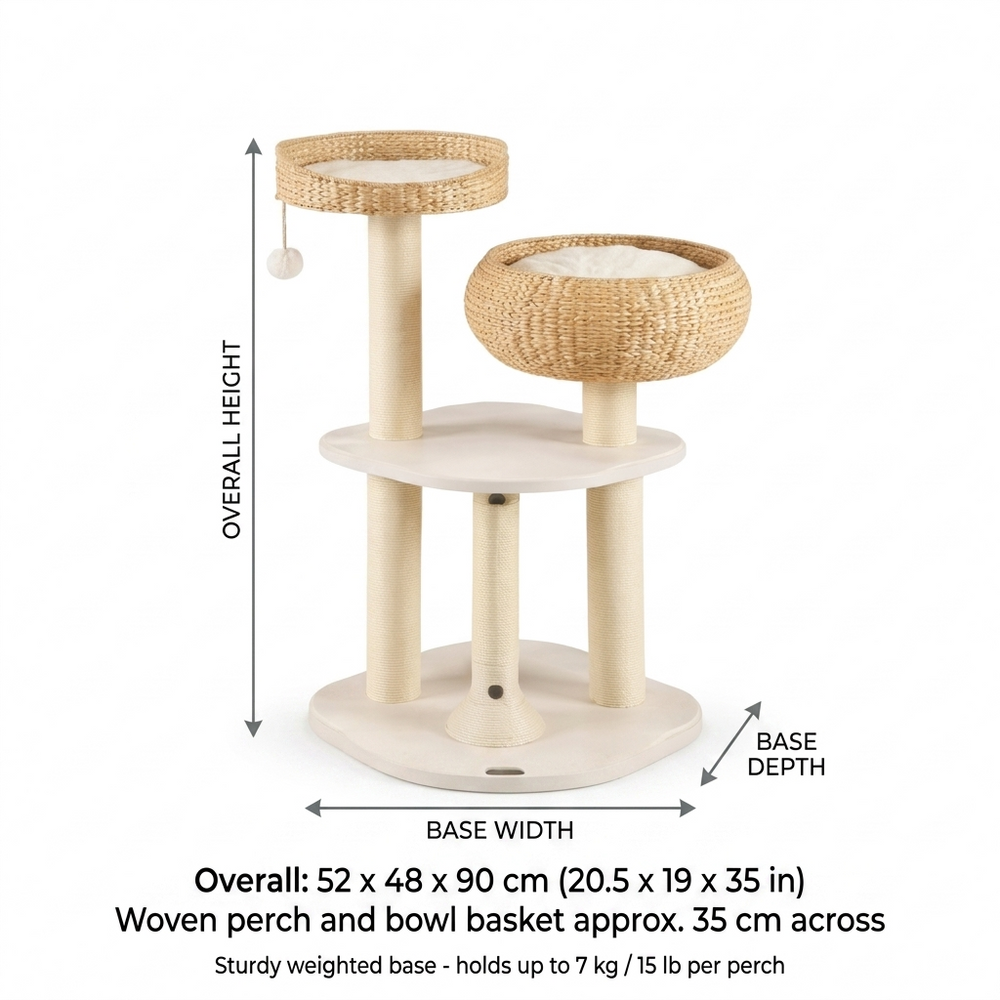 Aspen Wooden Cat Tree Tower — Size guide