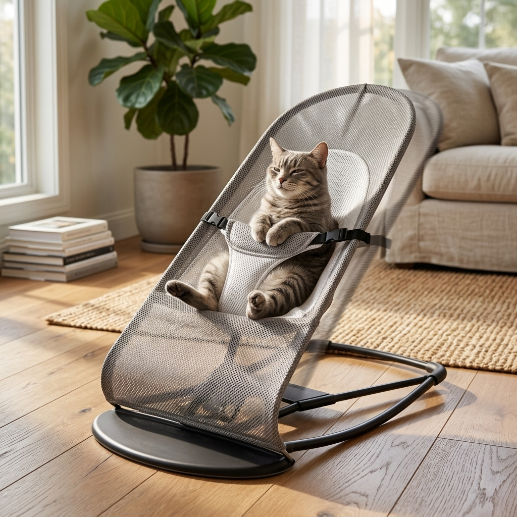 Cat relaxing as the Sway chair gently rocks