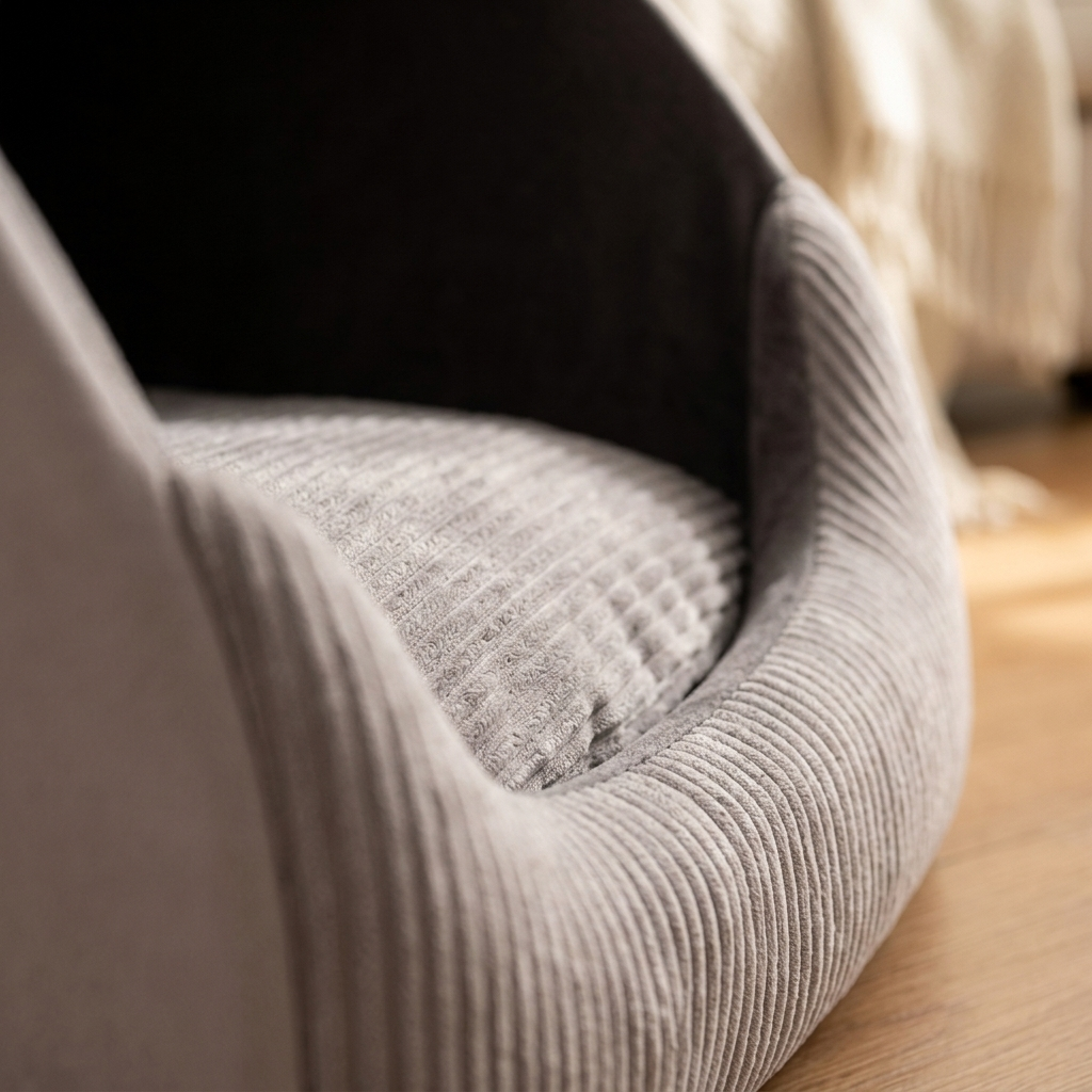 Close-up of the Nook ribbed corduroy plush texture