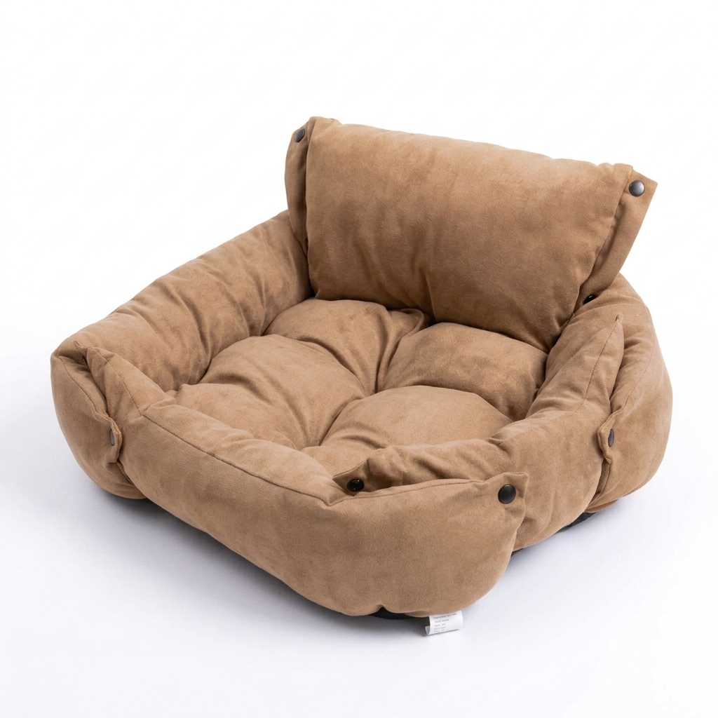 Drift tufted plush cat sofa bed, Brown