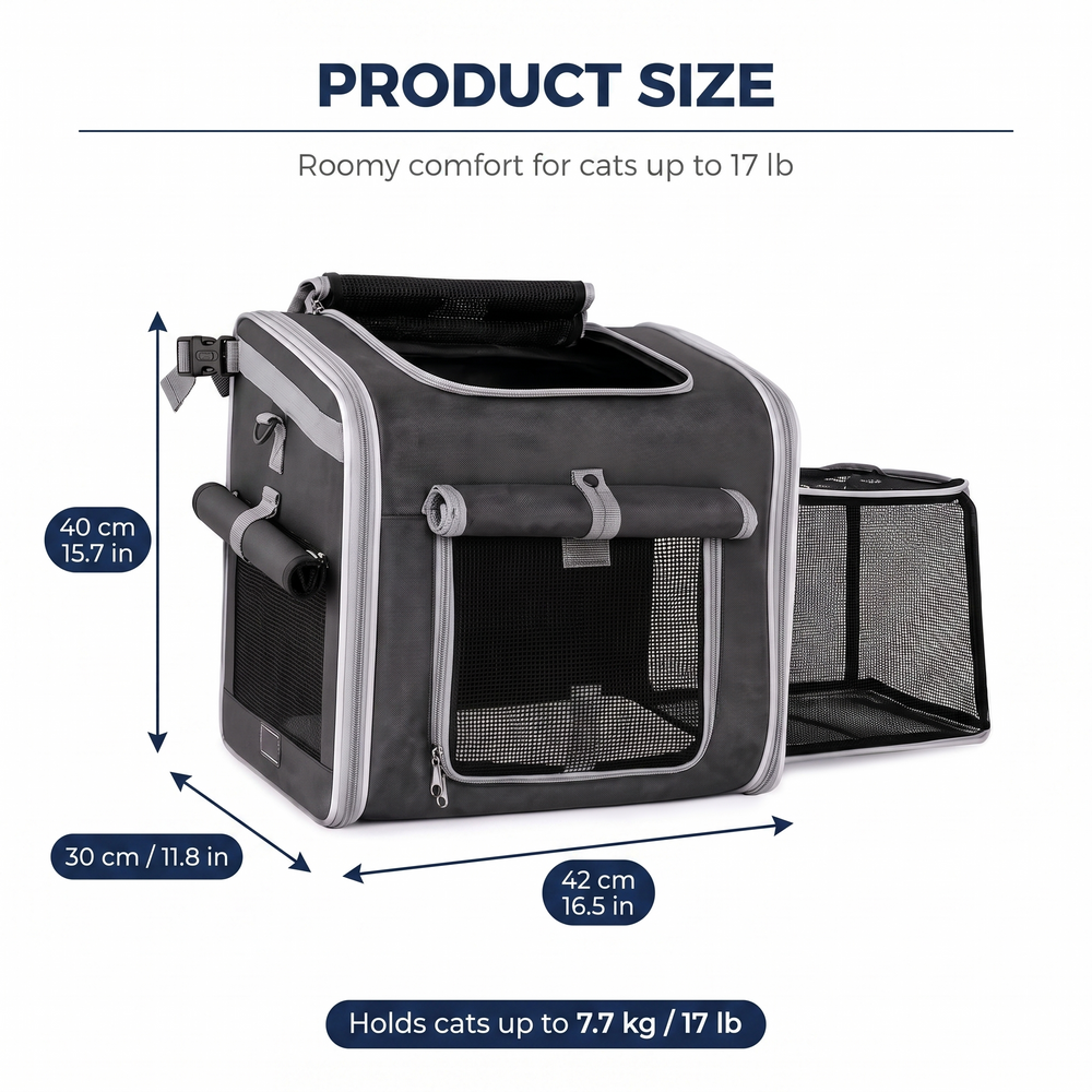 Odyssey Expandable Cat Carrier — Size guide