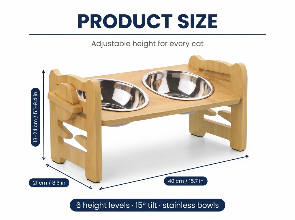 Terrace Elevated Cat Feeder — Size guide