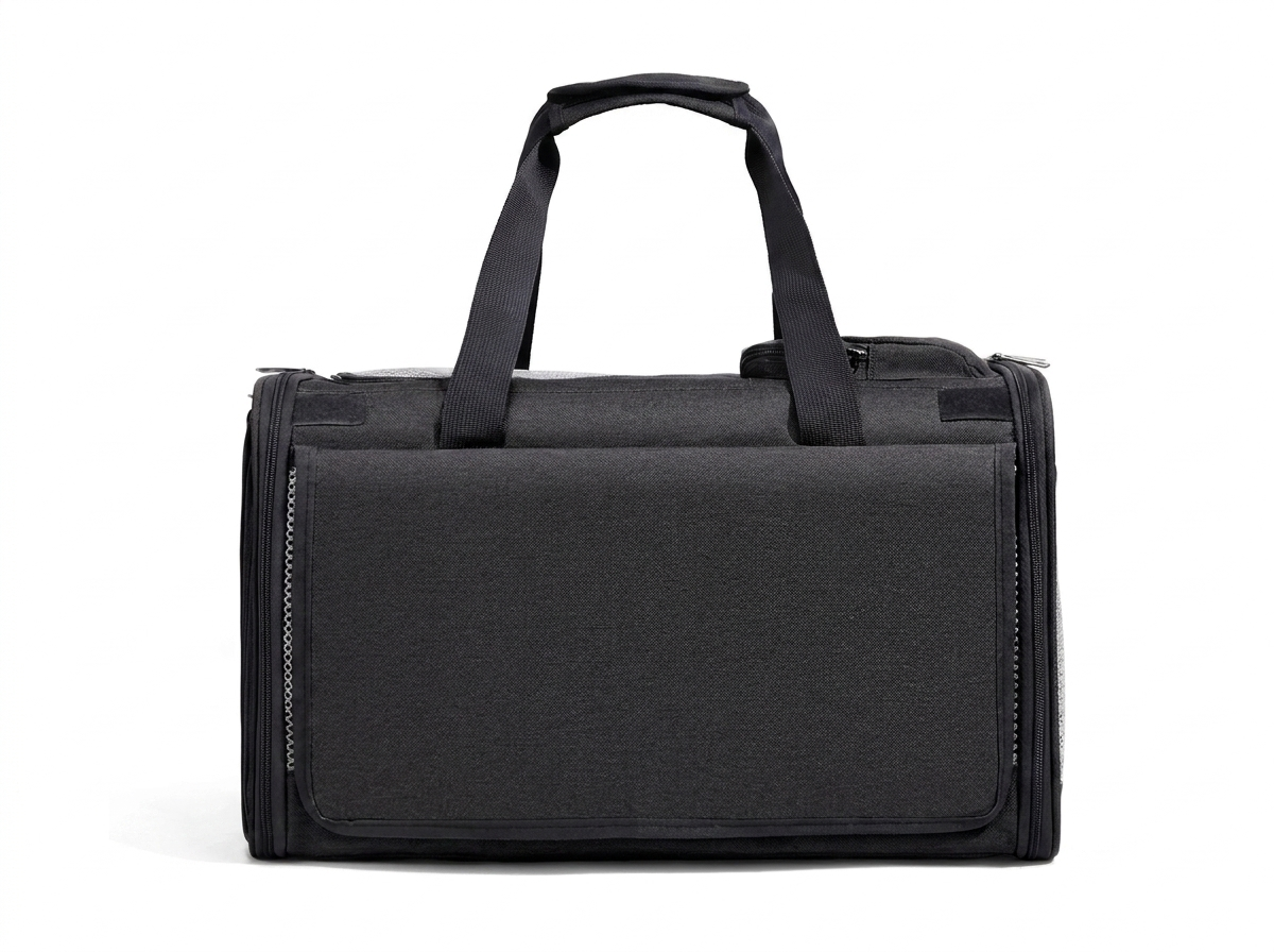 Purrela Sojourn black soft-sided cat carrier tote hero