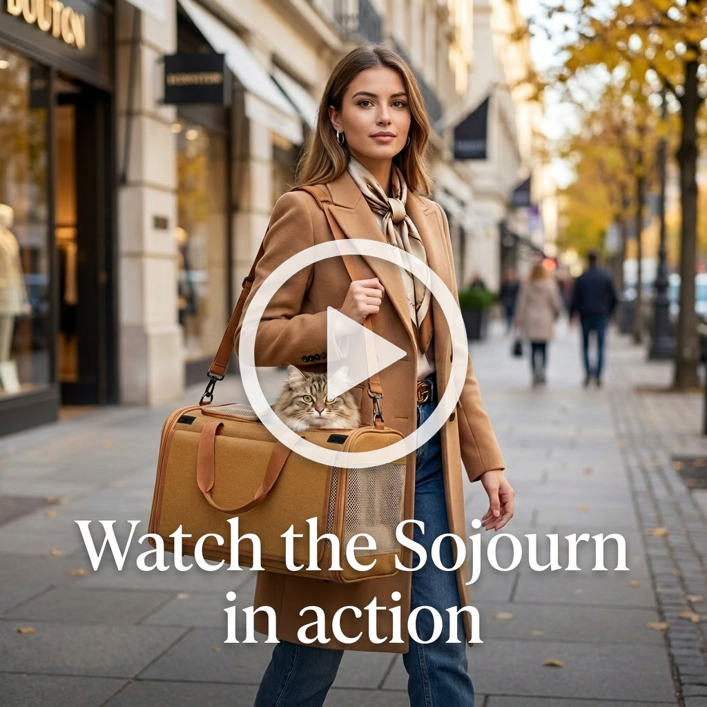 Watch the Purrela Sojourn cat carrier in action video cover