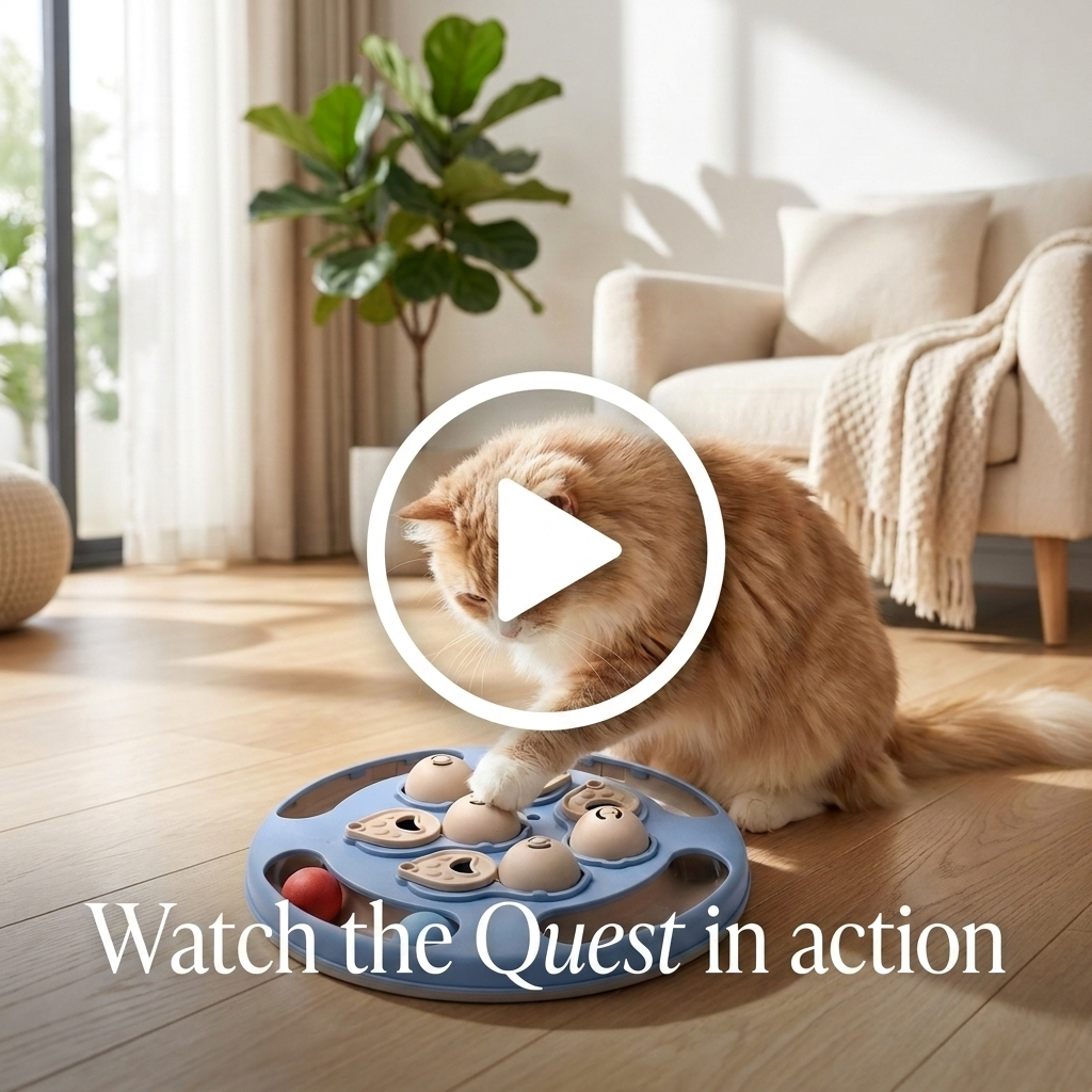Watch the Purrela Quest cat puzzle feeder in action video cover
