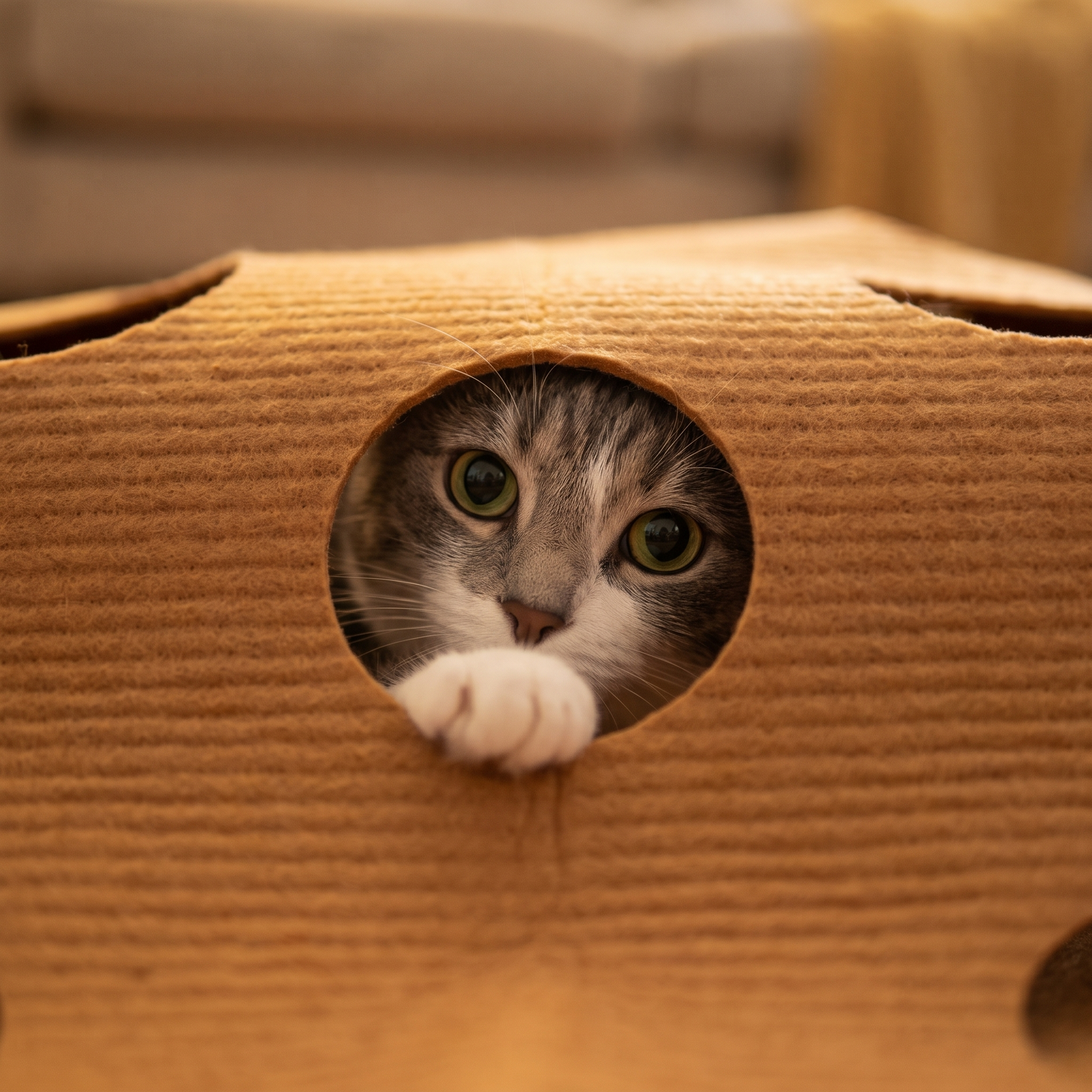 HER PLACE TO POUNCE AND HIDE