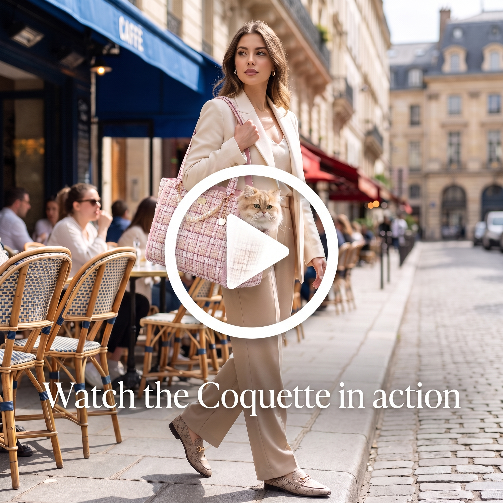 Watch the Coquette cat carrier tote in action