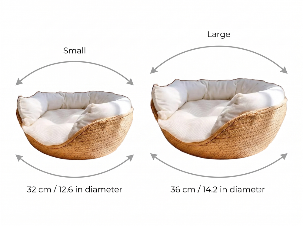 Hazel Woven Cat Bed — Size guide