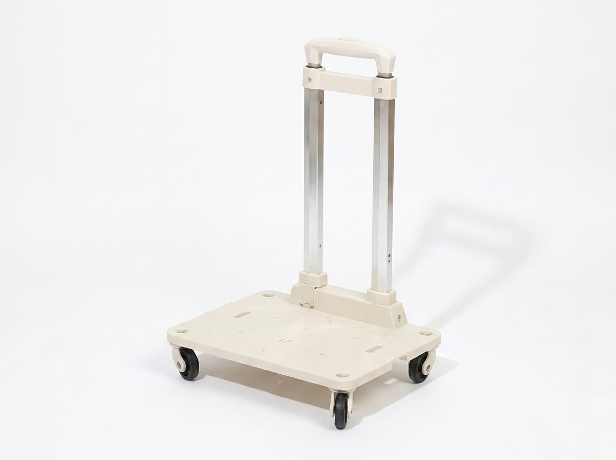Caravan Rolling Trolley Base with four caster wheels and telescoping pull handle