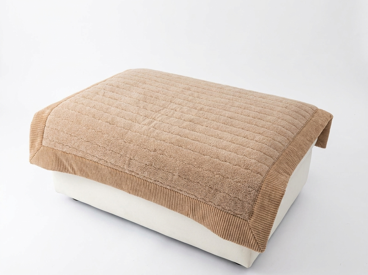 Dune plush sherpa-fleece sofa cover draped over a seat cushion, product photo