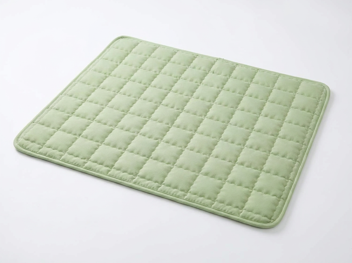 Clover quilted cat mat in sage green, product photo