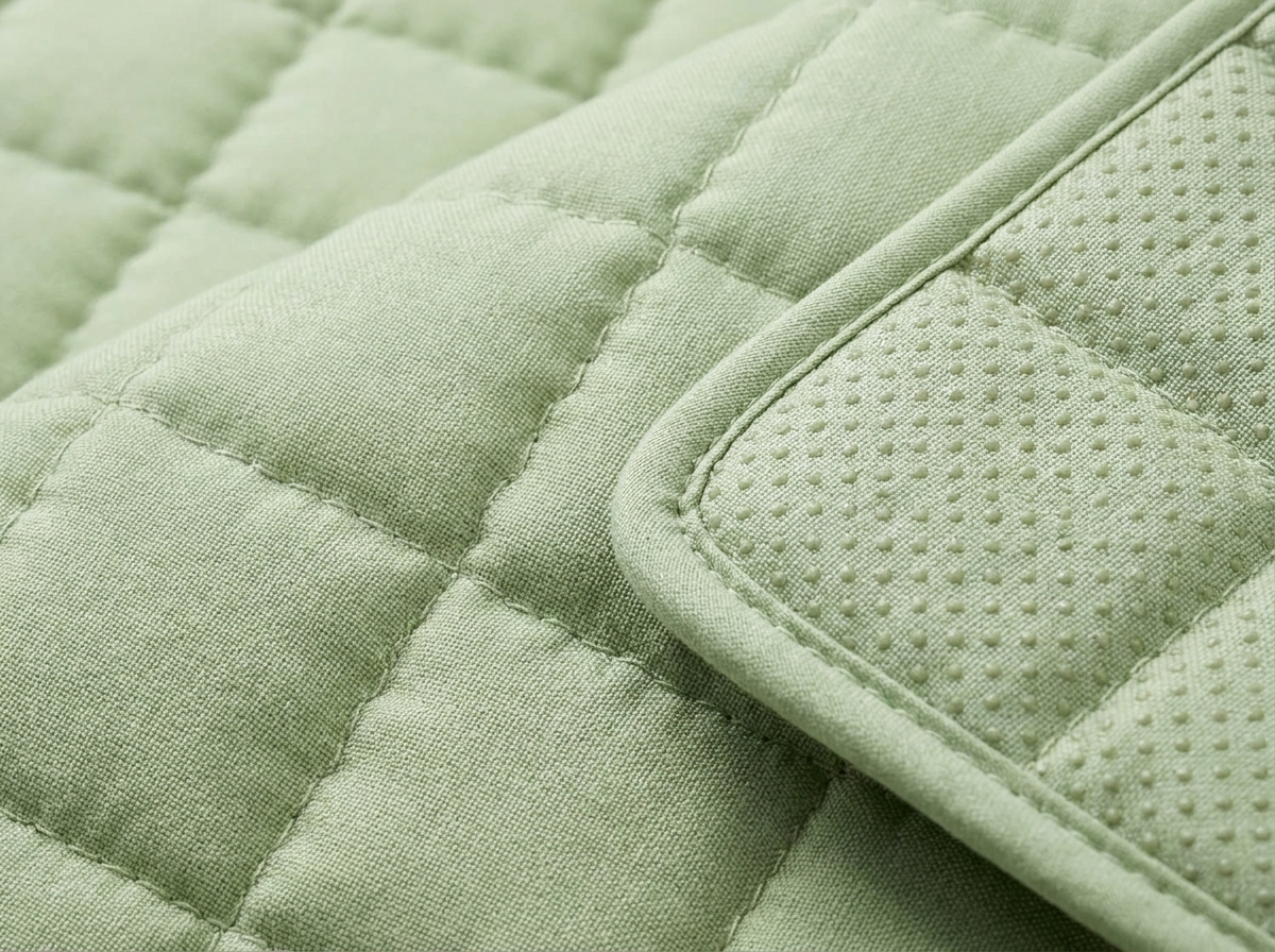 Macro detail of the Clover mat quilting and grippy non-slip dotted backing