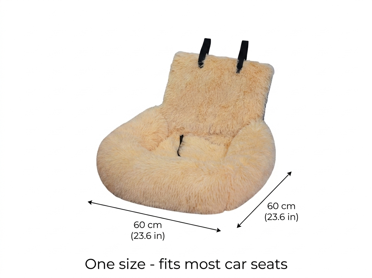Rove cat car seat bed size guide: 60 x 60 cm, one size fits most car seats