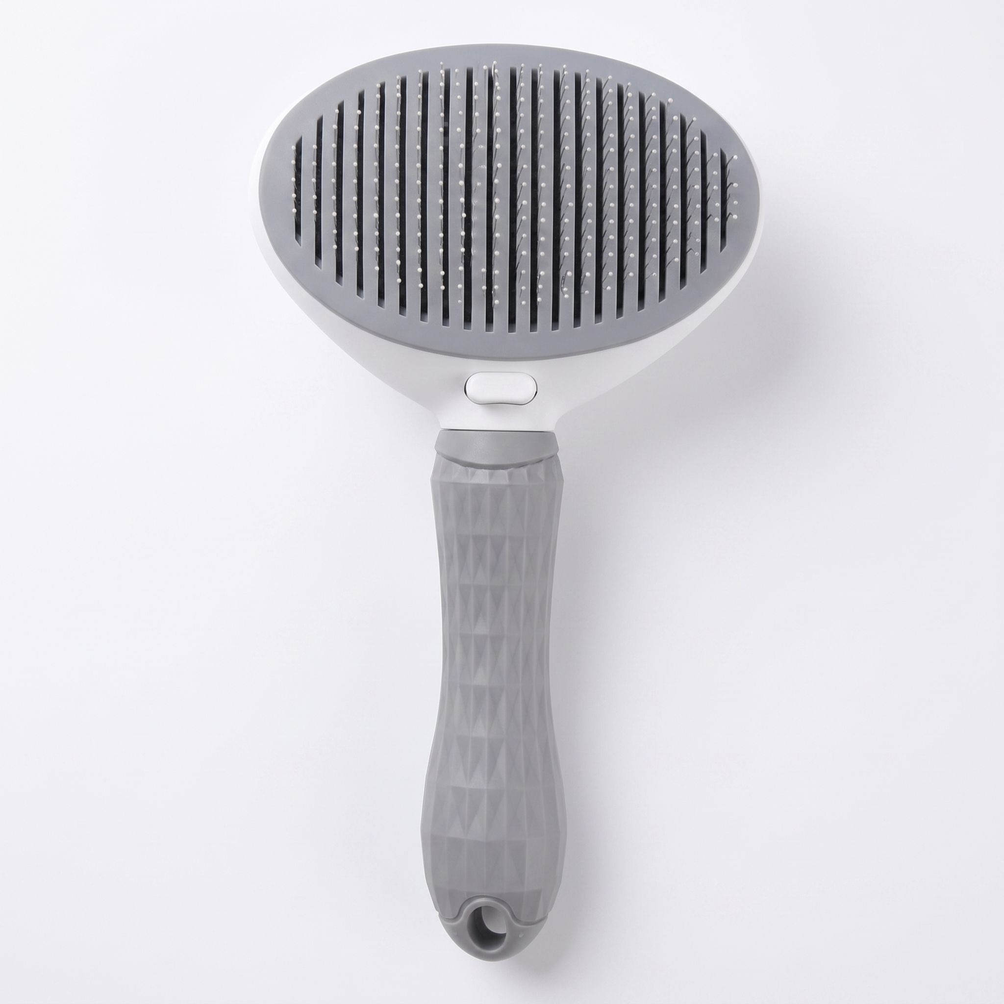 Sleek self-cleaning cat slicker brush in Gray