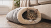 Cat nestled inside the Hibernest cat sleeping bag